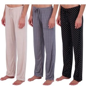 Real Essentials 3 Pack Womens Yummy Pajama Pants. Size L